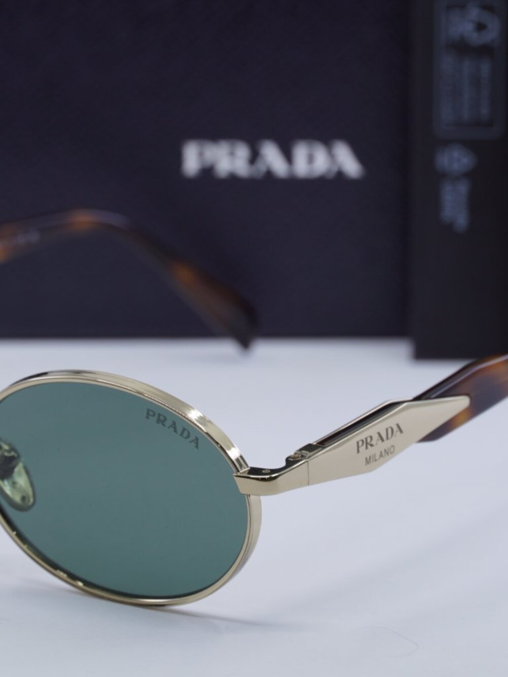 Prada PR65ZS ZVN70L Oval Sunglasses – Pale Gold\Dark Green - Picture 4 of 13